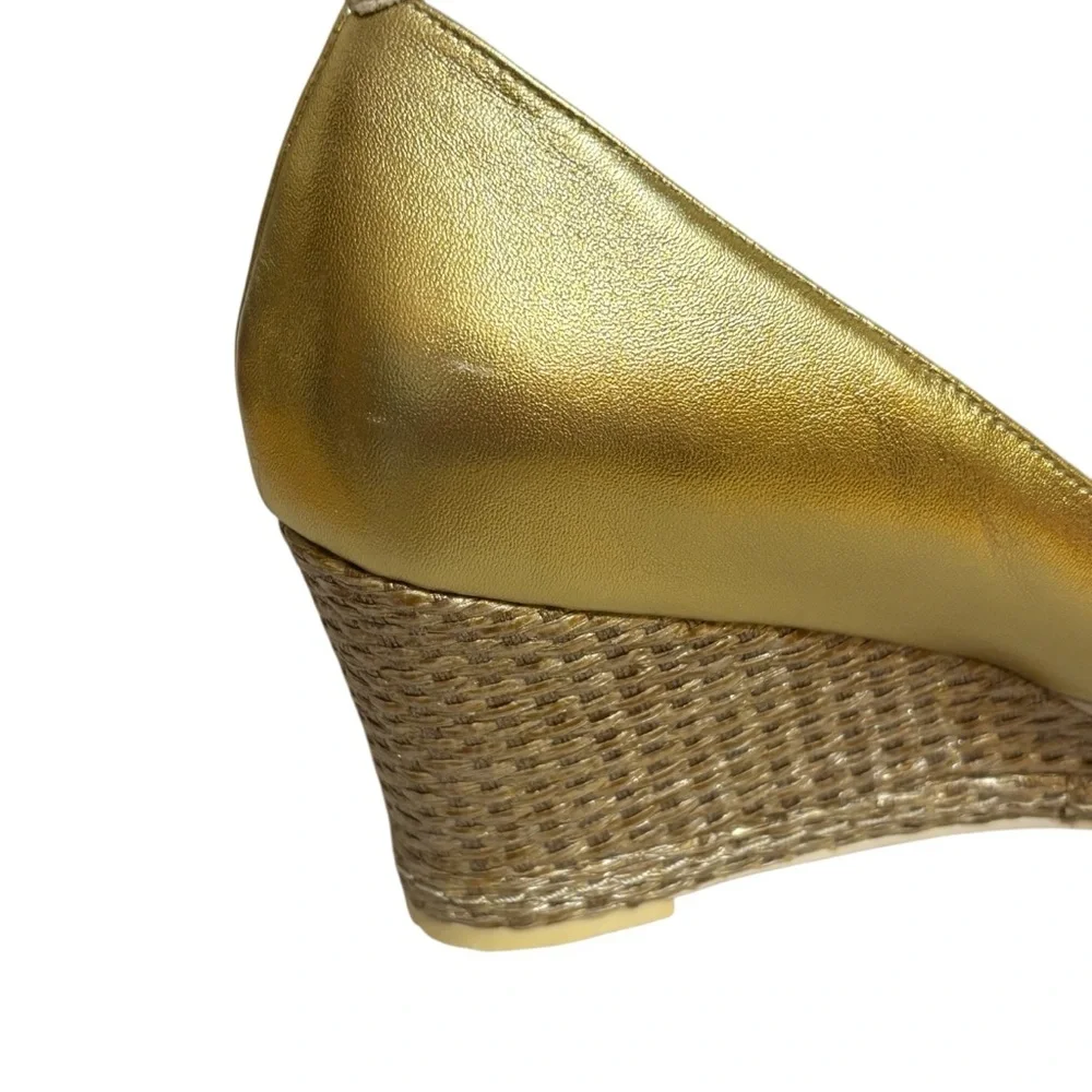 Cole Haan wedges gold white twist peep toe Nike Air sole size 9 US women’s